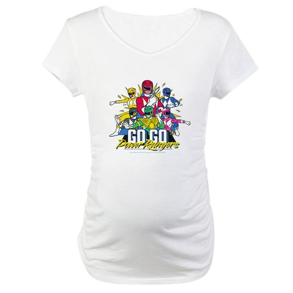 CafePress - Go Go Power Rangers Women's Maternity T Shirt - Cotton Maternity T-shirt, Cute & Funny Pregnancy Tee