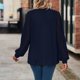 thumbnail image 4 of Moda mujer manga larga sólido cuello pico Hallowout botón Casual camiseta Tops blusa Fridja  bvmnju2606, 4 of 8