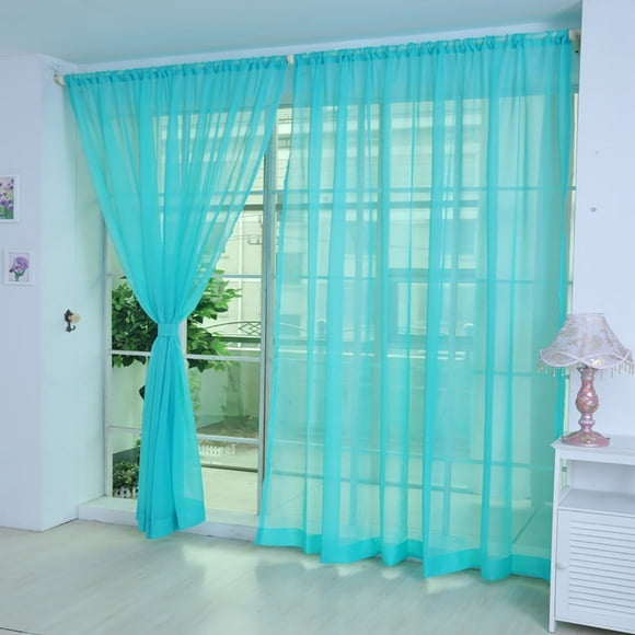 Sheer Window Curtain Panels, Curtains Voile Drapes, Bright Curtains Window Curtain Backdrop for Girls Boys Bedroom Classroom Party Decoration