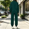 thumbnail image 6 of MexChoioe Womens Soft Solid Color 2 Piece Tracksuit Stand Collar Full Zip Sweatshirt and Jogger Pants Streetwear Sports Outfit Set for Womens, 6 of 7