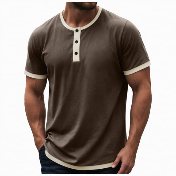 Leey-World Men T Shirt Men's Ultra-Soft Bamboo Viscose T-Shirt, Curved Hem Lightweight Cooling Cotton Blend Casual Tee(Brown,XL)