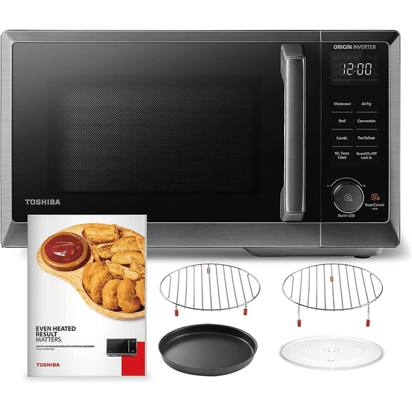 (Open Box) Toshiba ML2-EC09SAIT(BS) 0.9 cu.ft. 6-in-1 900W Countertop Inverter Microwave, Air Fryer (Black Stainless Steel)