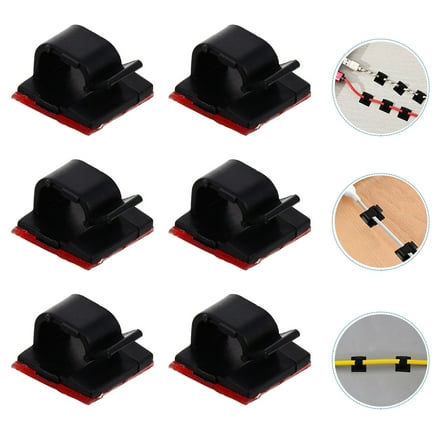 WHAMVOX Cable Clips Adhesive Cord Organizer for Home Black Plastic 20pcs