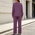 thumbnail image 6 of Matching Sets Women Clothing Solid Color Henley Neck Button Top & Drawstring High Waist Wide Leg Pants with Pockets for Daily Wear, 6 of 8