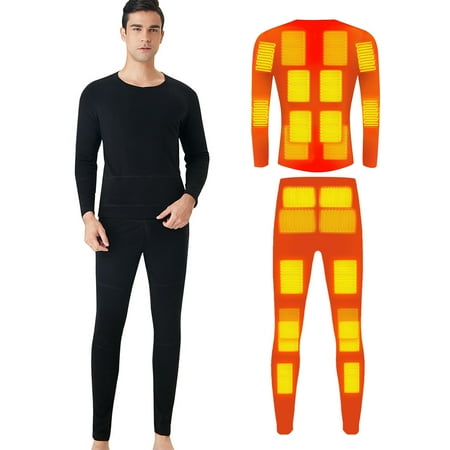 

Heated Underwear for Men and Women Winter Warm 24 Areas Electric USB Heated Heating Shirt and Pants Set App Control 5 Temperature Settings