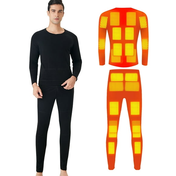 Heated underwear for men and women for winter warmth with 24 zones of electric USB heated shirt and pants set with app control and 5 temperature settings