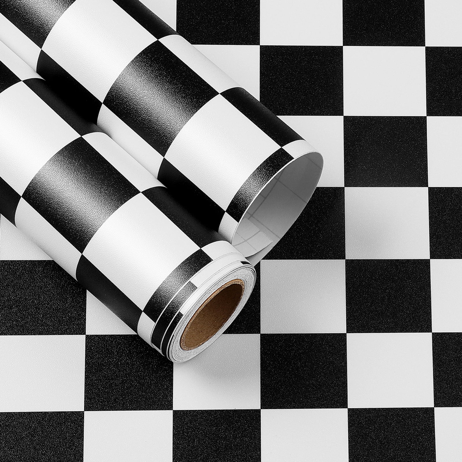 Yenhome Square Checkered Contact Paper Black and White Wallpaper 17.7
