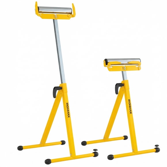 Ironmax Lot de 2 Supports Pliants pour Rouleaux, Supports d'Aération Portatifs, Hauteur Réglable Jaune