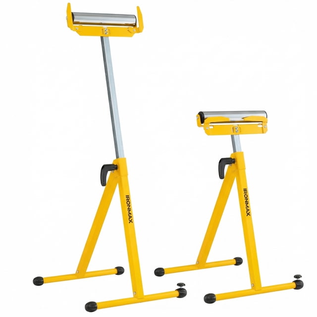 Ironmax Lot de 2 Supports Pliants pour Rouleaux, Supports d'Aération Portatifs, Hauteur Réglable Jaune