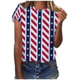 thumbnail image 1 of EQWLJWE Hauts d'Été pour Femmes Hauts pour Femmes Liquidation Femmes T-shirt Décontracté Fête de l'Indépendance Imprimé Col Rond Manches Courtes Chandail Blouse Hauts, 1 of 6