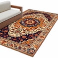 thumbnail image 2 of Orange Boho Flower Runner Rug 2.7x5 FT, Non Slip Entryway Carpet, Traditional Oriental Tribal Ethnic Washable Soft Floor Carpet Entrance Mat Non-Shedding Throw Rug for Hallway Laundry Room Bedside, 2 of 9