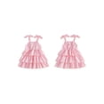 thumbnail image 2 of BemeyourBBs Toddler Baby Girl Pink Plaid Gingham Summer Dress Cute Little Girl Sundress Casual Layered Hem Plaid Print Cute Bow Sleeveless Dress Clothes, 2 of 9