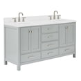 thumbnail image 4 of ARIEL Cambridge 66 Inch Double Oval Sink Bathroom Vanity With Carrara White Quartz Countertop 1.5 Edge In Grey, 4 of 7