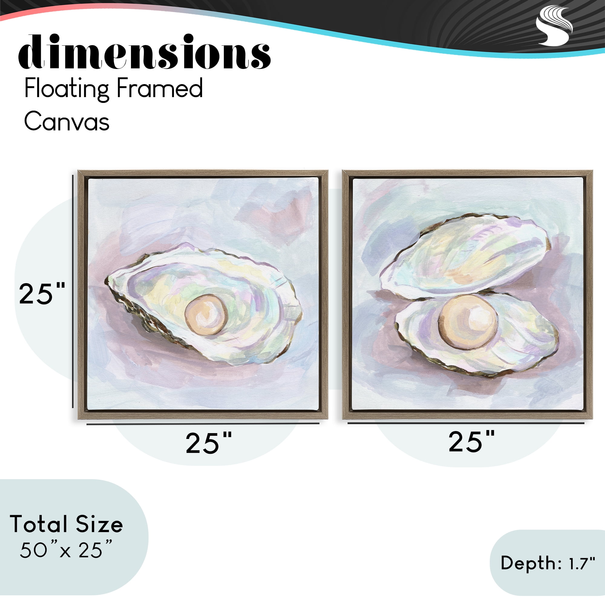 Stupell Industries Aquatic Silent Opals 2 Piece Brown Framed Floater Canvas Set, design by Melissa Wang