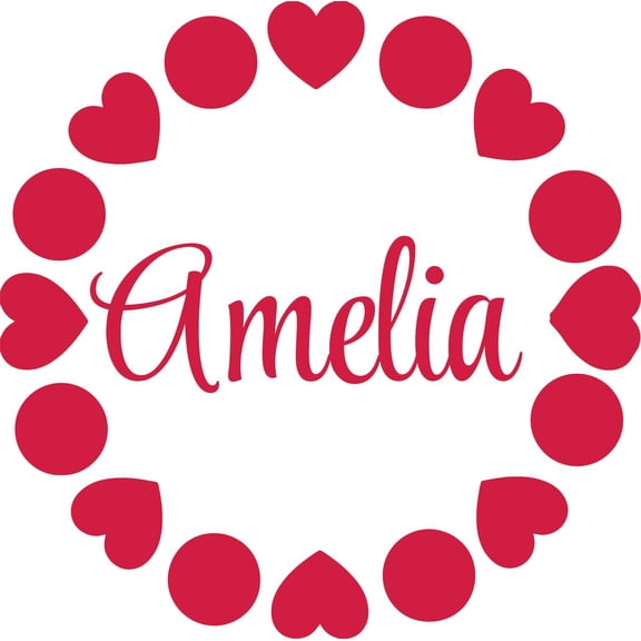 Personalized Name Vinyl Decal Sticker Custom Initial Wall Art Personalization Decor Childrens Girls Bedroom Baby Nursery Heart Circle Pattern Print Design 12 X 12 Inches