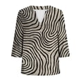 thumbnail image 3 of FAHXNVB Women's Plus Size V-Neck T-Shirts 3/4 Sleeve Soft Cotton Graphic Print Button Tees Tops Fashion Casual Comfortable Loose Shirts, 3 of 4