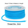 thumbnail image 2 of Unique Bargains Nylon Thread Twine Beading Cord 3mm Extra-Strong Braided Nylon Crafting String 4M/13 Feet, Bright Blue, 2 of 7