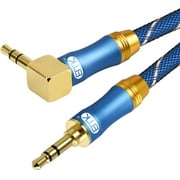 Aux Cable 3.5 mm Male to Male Stereo Audio Auxiliary Cable 90 Degree Right Angle [24K Gold Plated-HiFi Sound