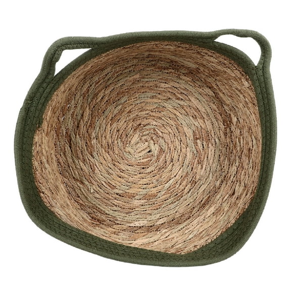 Straw Cat Bed for Indoor Cats, 18.1in Diameter Woven Pet House with Raised Edges, Breathable and Straw Material