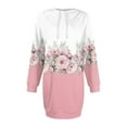 thumbnail image 6 of Women's Long Sleeve Hooded Sweatshirt Dress with Cute Floral Print, Casual Dress with Side Pockets for Fall and Winter, Cozy and Fashionable Retro Style Hoodie Dress,Pink,L, 6 of 7