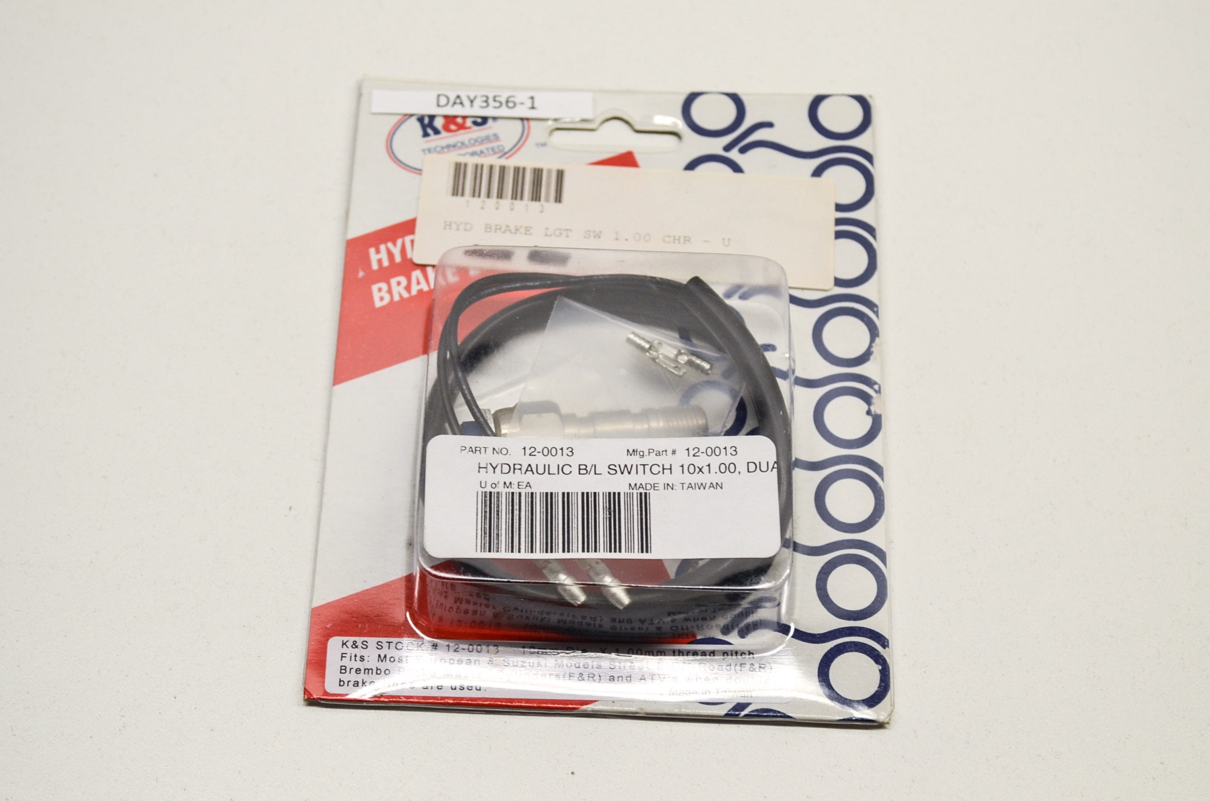 NEW K/&S TECHNOLOGIES K /& S HYDRAULIC BRAKE LIGHT SWITCH 10mmx1.00mm NEW EURO