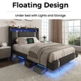thumbnail image 3 of NEGYLIM Floating Bed Frame Twin Size with LED Lights, Easy to Assemble, Metal Platform Bed with Storage Headboard, No Box Spring Needed, Black, 3 of 14