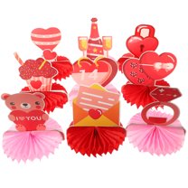 IBASETOY 9Pcs Valentines Honeycomb Centerpieces Paper Decoration for Festive Atmosphere Creator