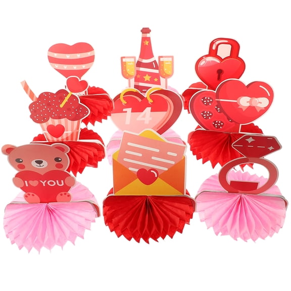 IBASETOY 9Pcs Valentines Honeycomb Centerpieces Paper Decoration for Festive Atmosphere Creator