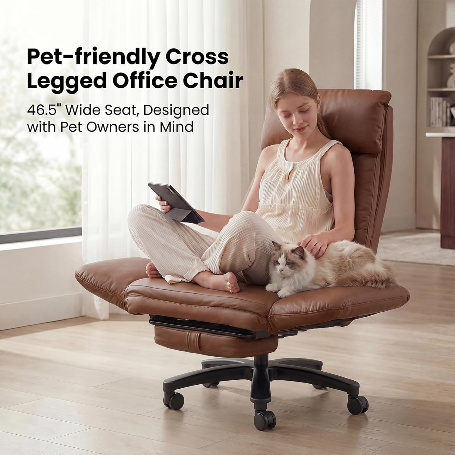 Solfway Criss Cross Desk Chair, Cross Legged Office Chair with