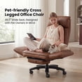 thumbnail image 4 of Ninecer Cross Legged Office Chair with Wide Seat, Plus Size Criss Cross Desk Chair, Brown Leather 500LBS Big and Tall Office Chair with Foot Rest, Reversible Armrests & Wide Seat, 4 of 11