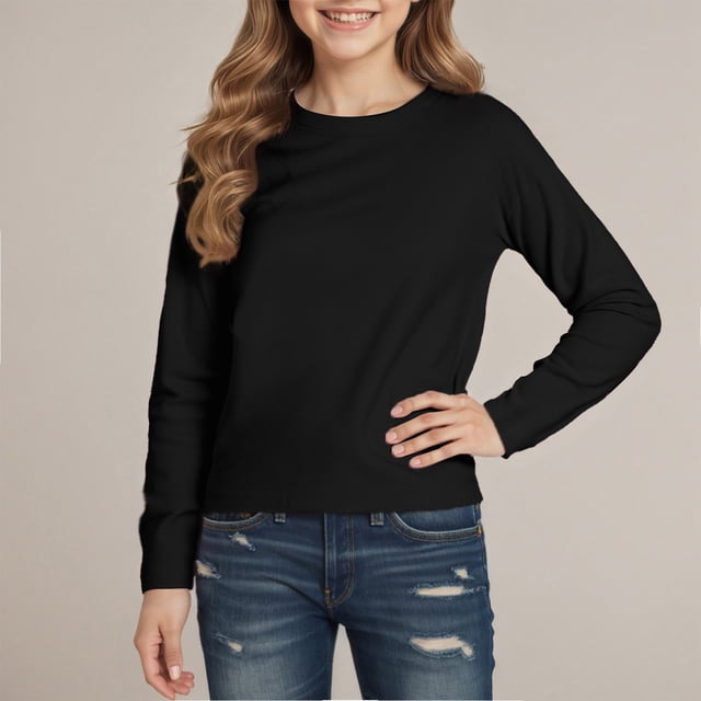 T-Shirts à Manches Longues pour Garçons, Col Rond, Automne, Coton, Taille 5-6 Ans