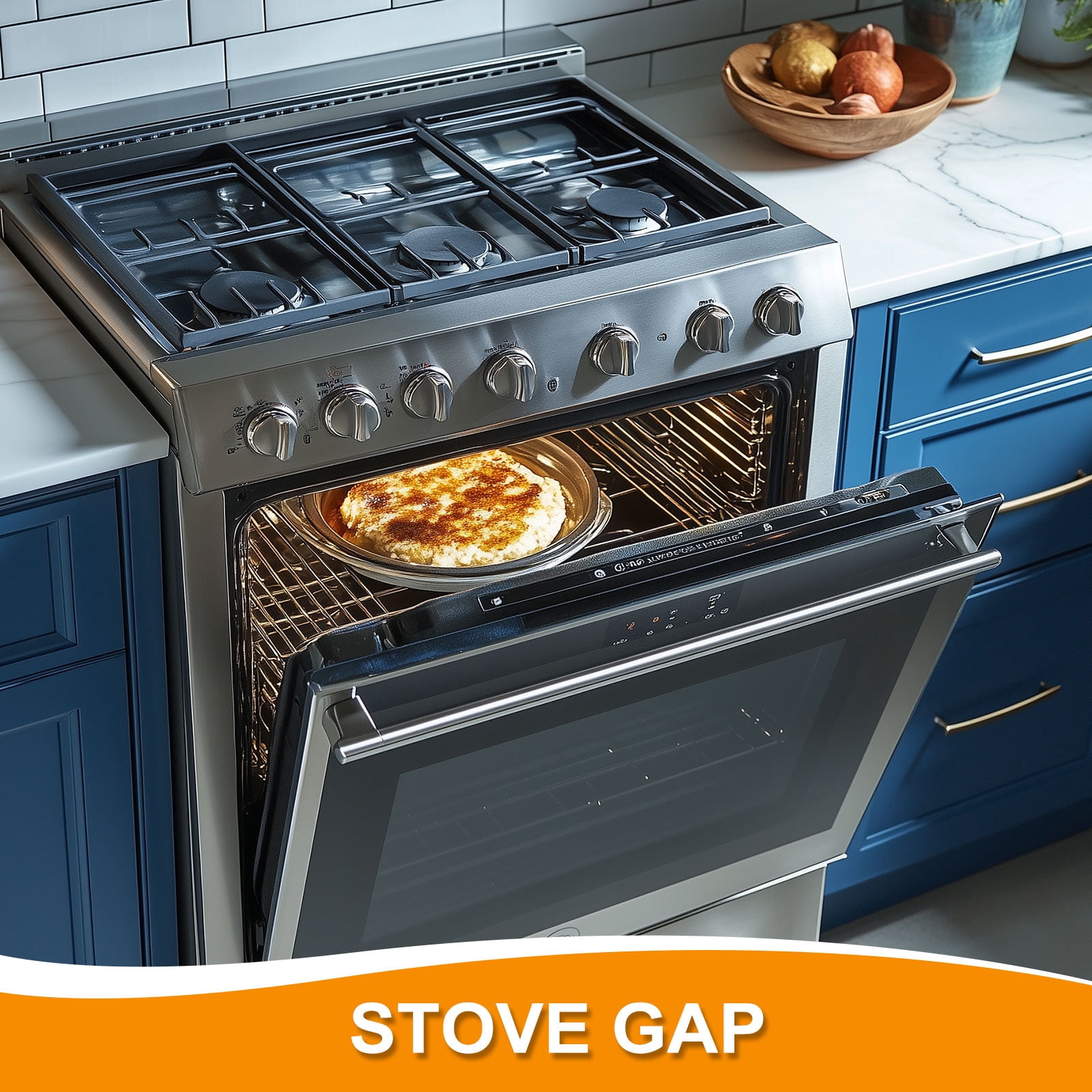 Unique Bargains Aluminum Stove Gap Filler for Kitchen Range Trim Black 0.3"
