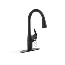KOHLER Safia 1-Handle Pull Down Sprayer Kitchen Faucet with Integrated Soap Dispenser in Matte Black