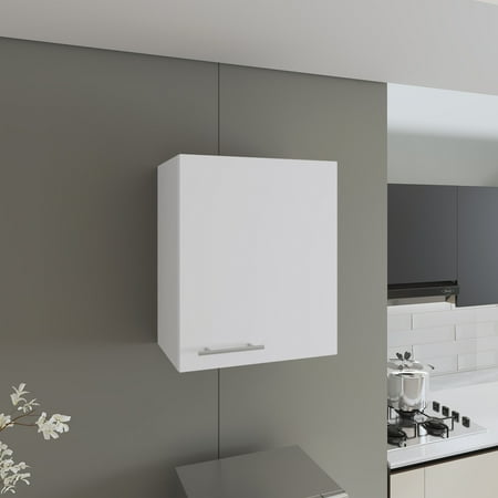 LiviNest Wall Mounted Kitchen Cabinet: Modern White Storage Cabinet with 2 Shelves - Space Saving Design for Small Apartments & Creative Studios - Easy Assembly Wall Cabinet for Home Office Organizat