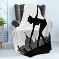 thumbnail image 4 of Ballet Soft Flannel Fleece Throw Blanket, Silhouette of Little Ballerina Girl Dancing on the Roof Top, Cozy Plush for Indoor and Outdoor Use, 60" x 80", Charcoal Grey Dimgray, by Ambesonne, 4 of 5