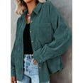 thumbnail image 5 of Gustave Womens Corduroy Button Down Boyfriend Shirts Long Sleeve Oversized Blouses Tops Coat Solid Color "Green,L", 5 of 7