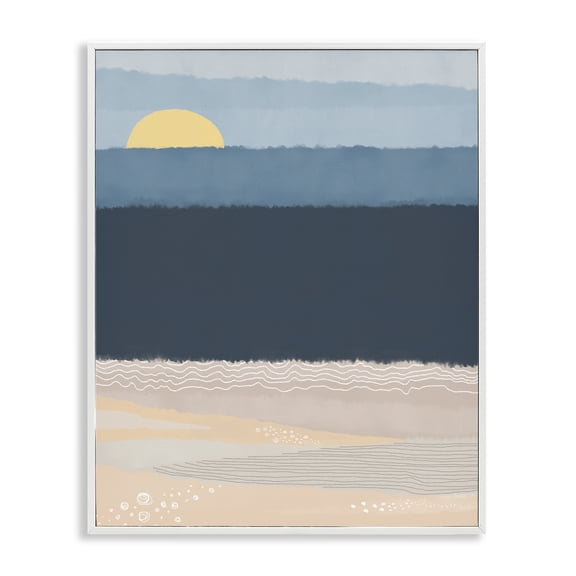 Stupell Industries Contemporary Abstract Ocean Shore Shining Sun Over Coast White Framed Giclee Art, 24 x 30, by Darlene Seale