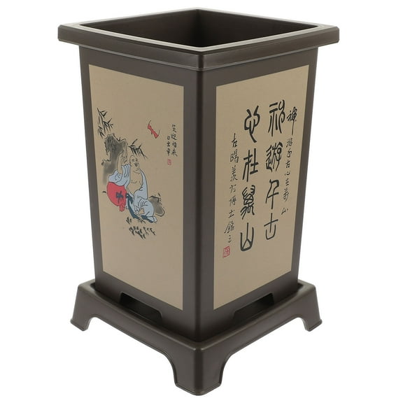 ULTNICE Plastic Orchid Pots Square Orchid Plant Pot Brown with Drainage for Gardening 1 Pair