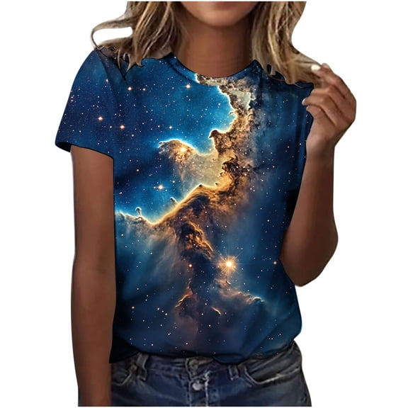 Fewfanhot Women's Clothing Novelty Shirts 3D Print Graphic Short Sleeve Shirts for Women