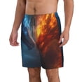 thumbnail image 2 of KLL Red And Blue Fire Dragon E Men's Casual Summer Beach Shorts Hawaiian Shorts with Pockets-Small, 2 of 5