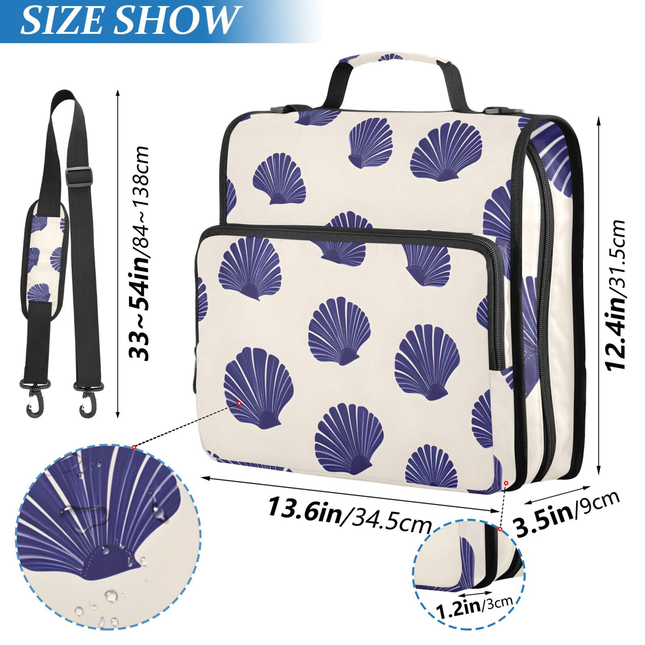 ALAZA Zipper Binder Retro Seashells 3 Ring Trapper Keeper File Folder Organizer Bag