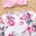 thumbnail image 6 of Fesfesfes Newborn Infant Baby Bodysuit Girls Ruffles Romper Tops Floral Shorts Outfits Headband Set, 6 of 9