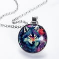 thumbnail image 2 of Wolf Women's Round Glass Pendant Necklace, 2 of 5