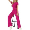 thumbnail image 5 of MINTREUS Lounge Sets for Women Short Sleeve Tops Wide Leg Pants Comfy Loungewear Two Piece Outfits with Pocketed, 5 of 6