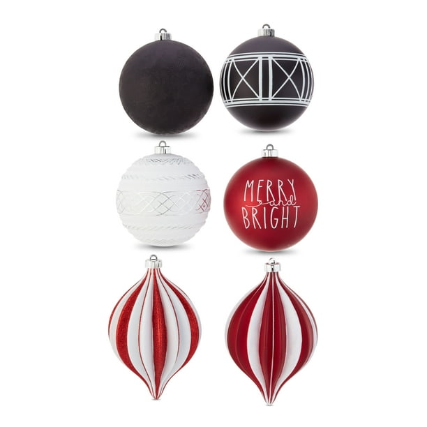Holiday Time Red, White and Black Jumbo Shatterproof Christmas Ball