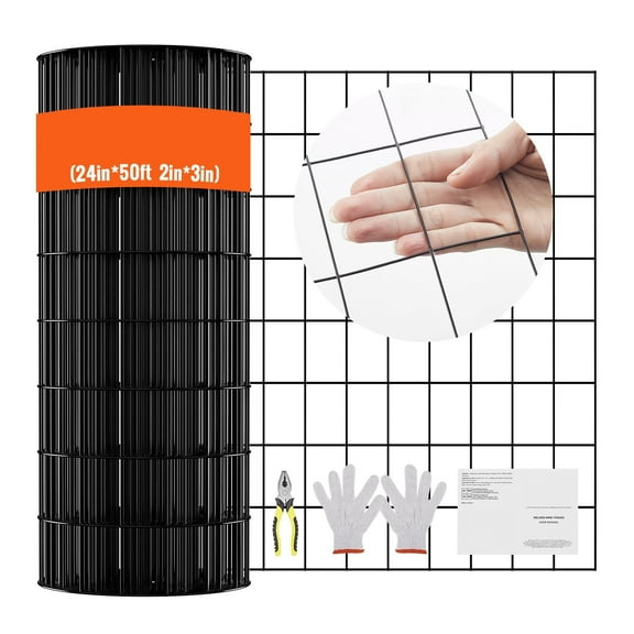 Favory  PVC Coated Wire Mesh  Mesh Black Vinyl Coated Fence Chicken Wire Fencing  Gauge Chain Link Fence for Chicken Coop, Animal Control,24in*50ft 16 Gauge