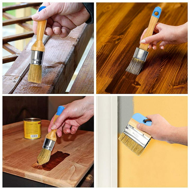 DIYARTZ Chalk & Wax Paint Brush (Set of 3) for Waxing & Painting Projects –  100% Natural Boar Bristles, Ergonomic Handles, Minimum Shedding – Smooth
