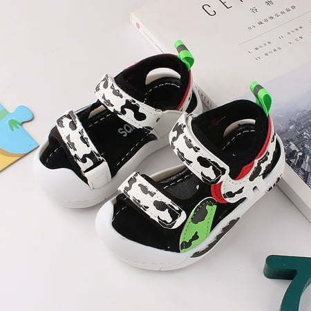 

LoyisViDion Toddler Shoes Clearance Toddler Summer Sandals Shoes Children Cow Pattern Non-Slip Beach Shoes Soft Sandalias Black 24-27Month