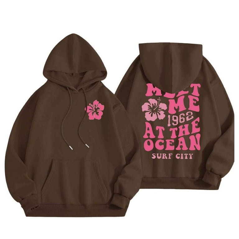 CILENON Pink Puff Hoodie For Women Graphic Letter Print