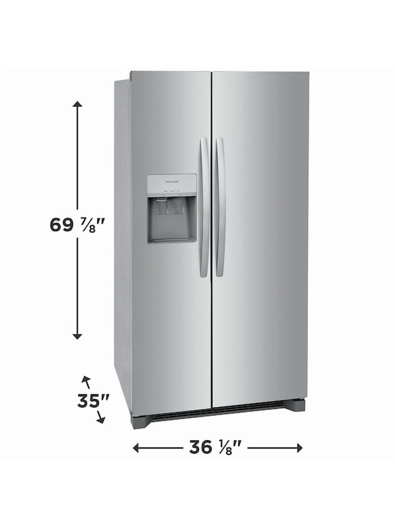 Frigidaire, Side-by-Side Refrigerator, 26 Cu Ft, Stainless Steel